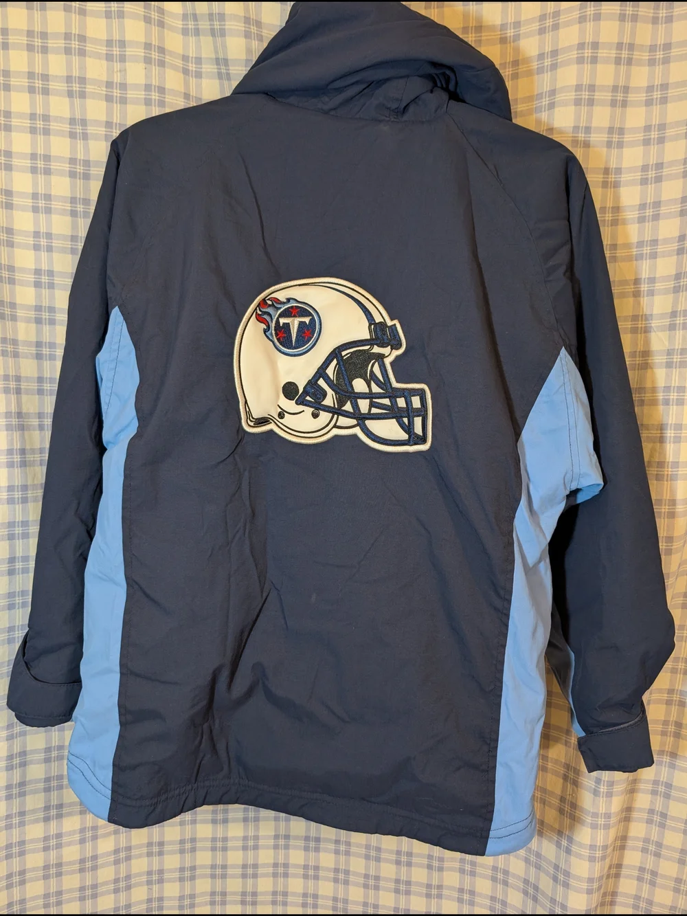 Kid's Vintage NFL Tennessee Titans Reversible Navy/Red Hooded Puffer Jacket